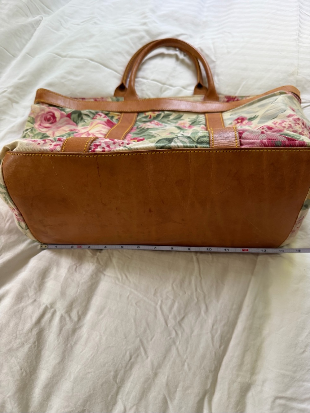 Vintage Ralph Lauren Floral Canvas and Leather Tote Bag - Picture 7 of 7